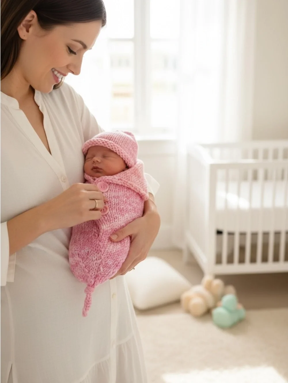 Baby Cocoon Pink Photo Prop Hand Crafted Knit One Piece Heirloom
